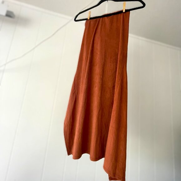 Windsor Midi Skirt with Thigh High Slit in Burnt Orange sz S - Picture 2 of 3
